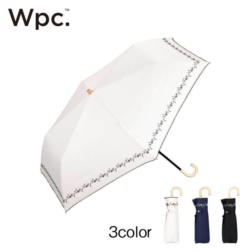 Wpc.折りたたみ日傘 遮光プチフラワー刺繍mini