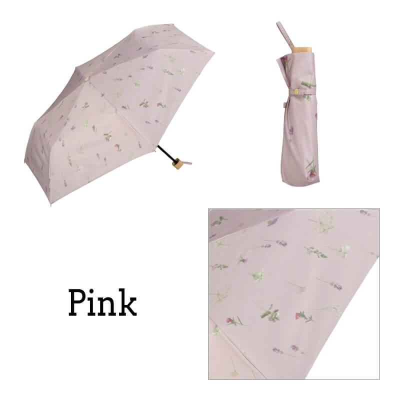 Wpc. 折りたたみ日傘 遮光ボタニカmini　ピンク